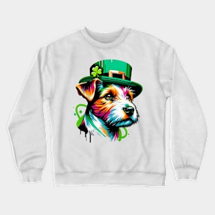 Parson Russell Terrier Enjoys Saint Patrick's Day Crewneck Sweatshirt